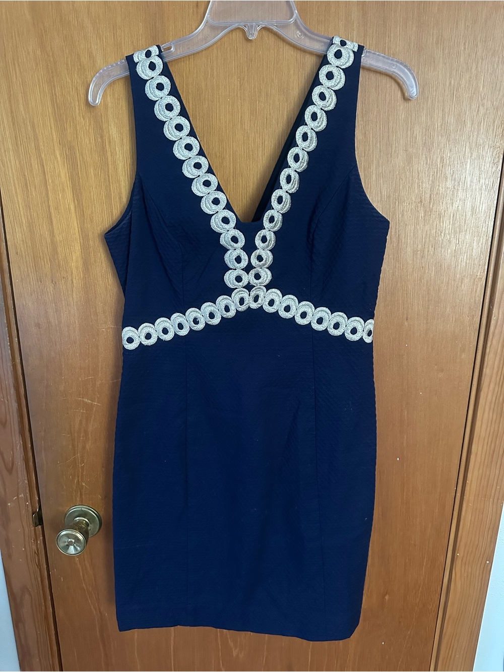NWOT Lilly Pulitzer Esme Shift Dress True Navy Gold Metallic Soutache Trim 6